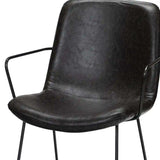 Black Upholstered Faux Leather Dining Arm Chair - Homeroots - Flyclothing LLC