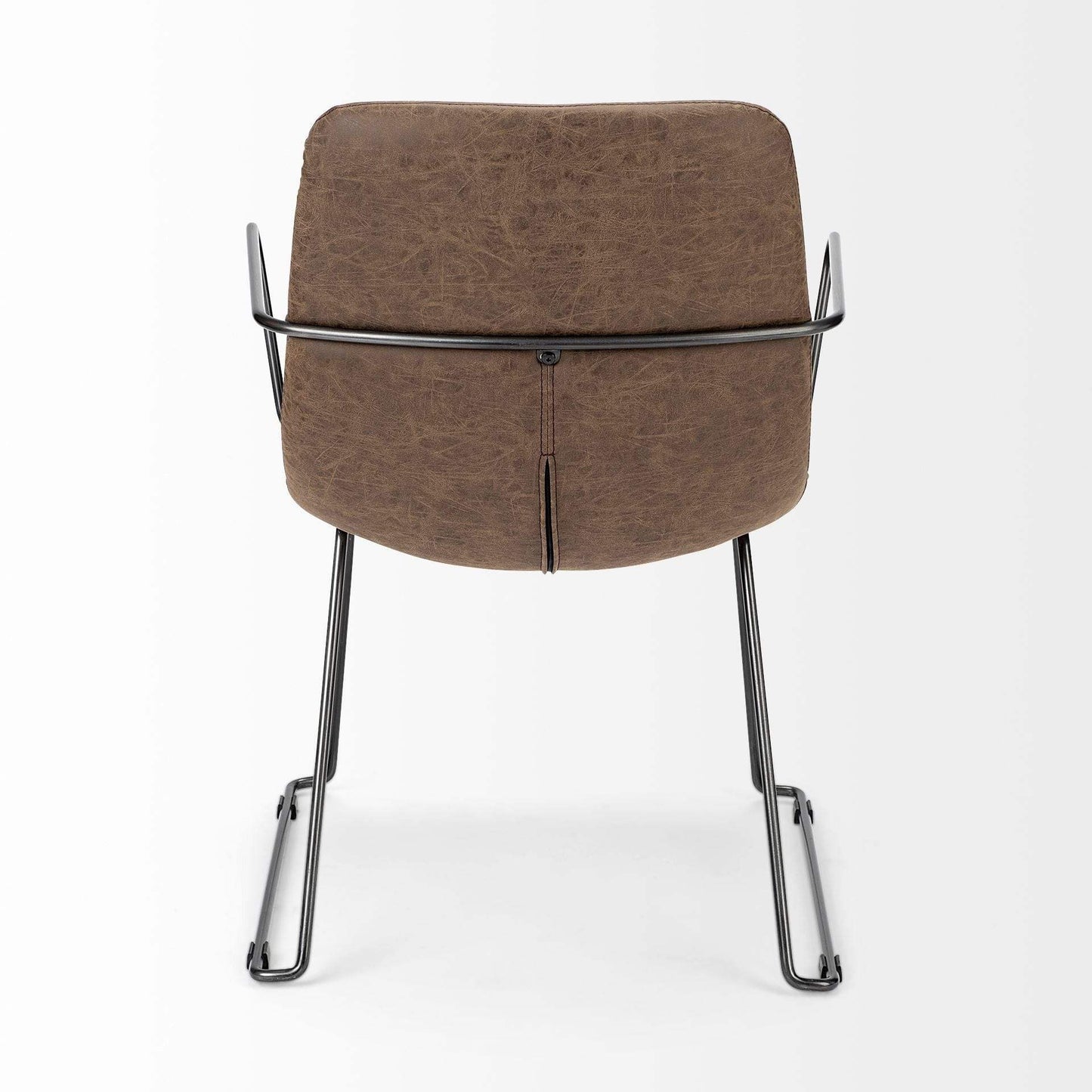 Brown And Black Upholstered Faux Leather Dining Arm Chair - Homeroots - Flyclothing LLC