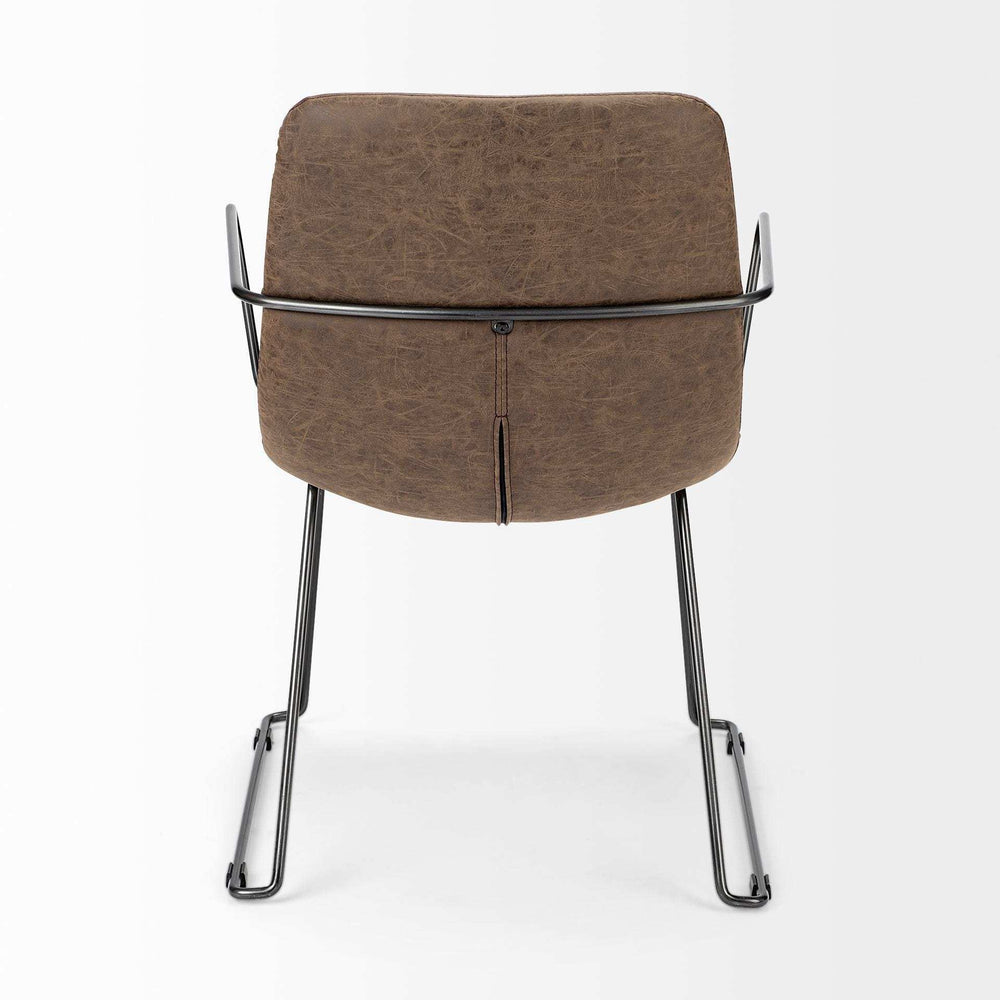 Brown And Black Upholstered Faux Leather Dining Arm Chair - Homeroots - Flyclothing LLC