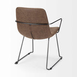 Brown And Black Upholstered Faux Leather Dining Arm Chair - Homeroots - Flyclothing LLC