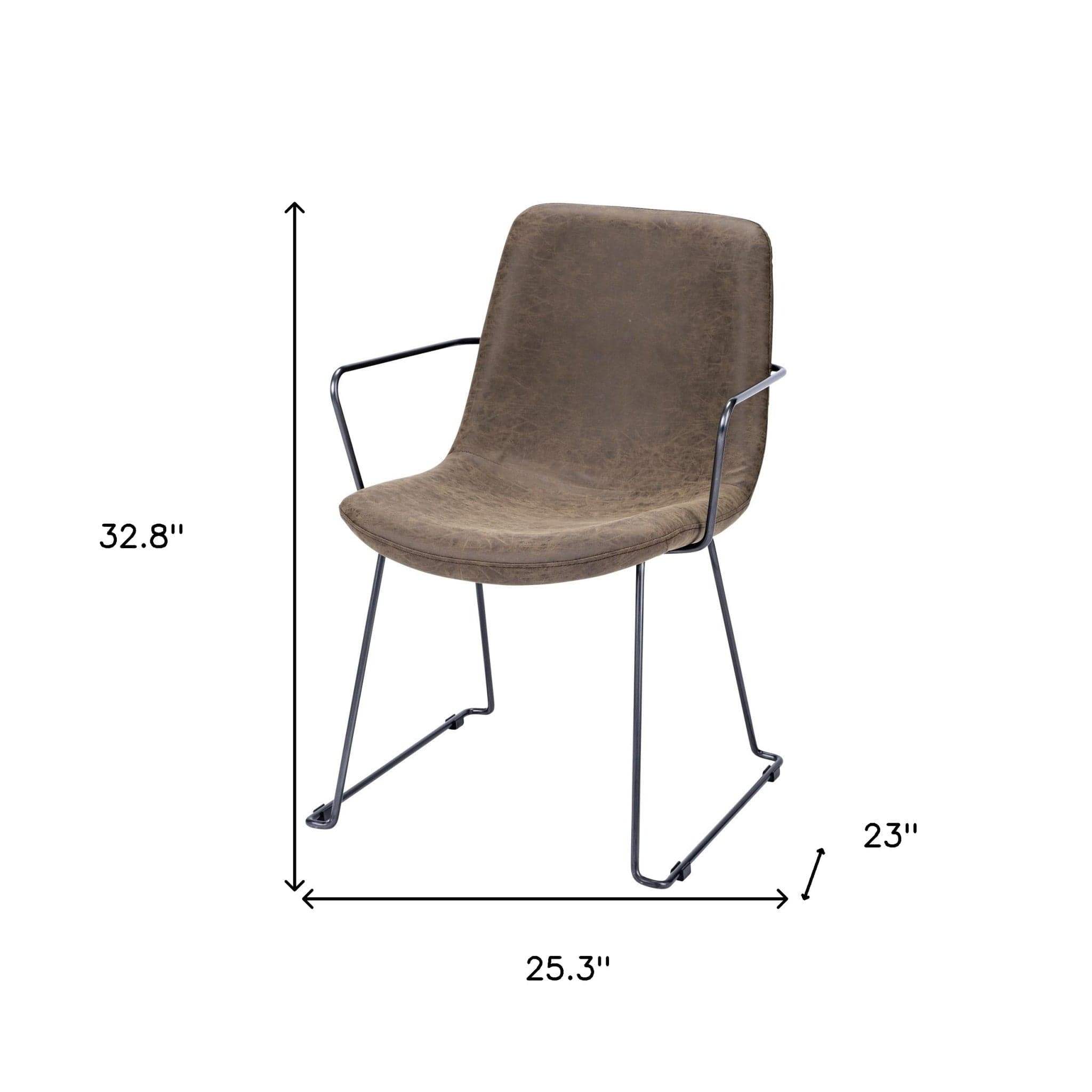 Brown And Black Upholstered Faux Leather Dining Arm Chair - Homeroots - Flyclothing LLC