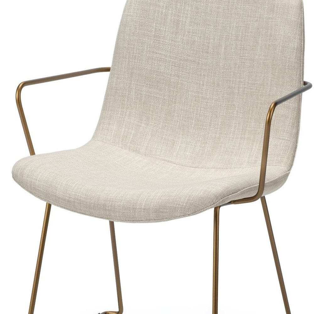Cream And Gold Upholstered Fabric Dining Arm Chair - Homeroots - Flyclothing LLC
