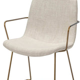 Cream And Gold Upholstered Fabric Dining Arm Chair - Homeroots - Flyclothing LLC