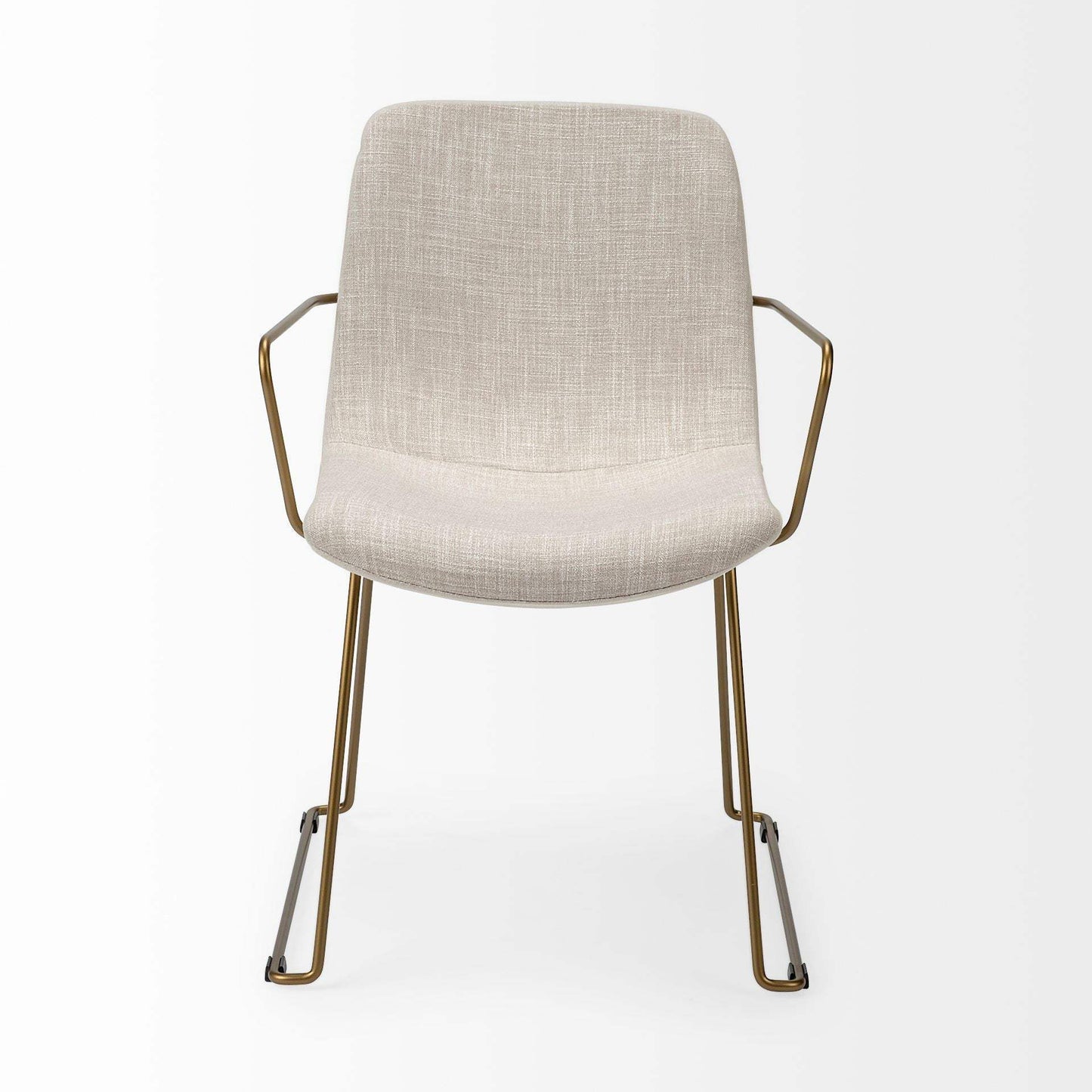 Cream And Gold Upholstered Fabric Dining Arm Chair - Homeroots - Flyclothing LLC