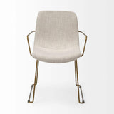 Cream And Gold Upholstered Fabric Dining Arm Chair - Homeroots - Flyclothing LLC