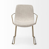 Cream And Gold Upholstered Fabric Dining Arm Chair - Homeroots