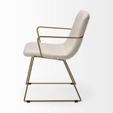 Cream And Gold Upholstered Fabric Dining Arm Chair - Homeroots - Flyclothing LLC