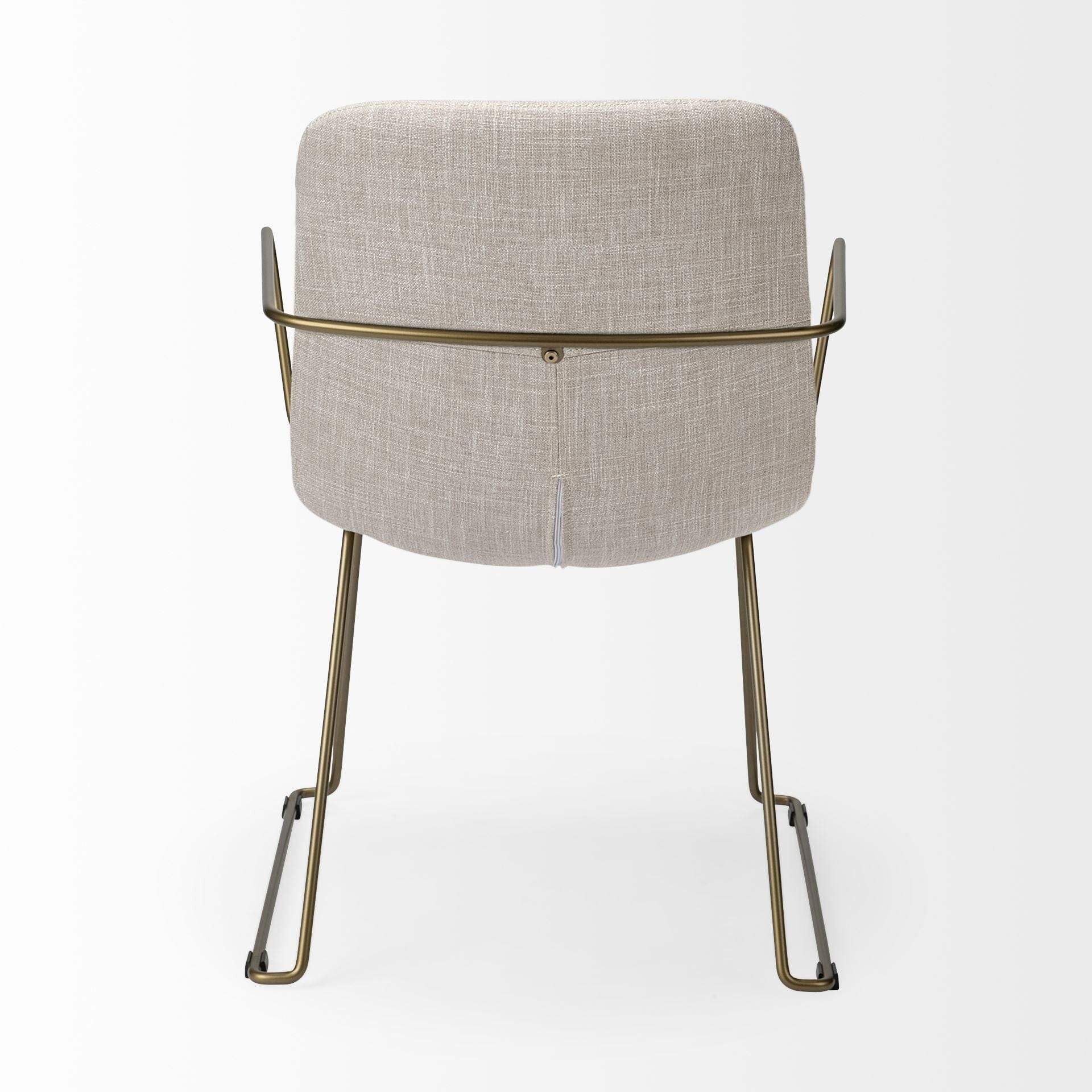 Cream And Gold Upholstered Fabric Dining Arm Chair - Homeroots - Flyclothing LLC