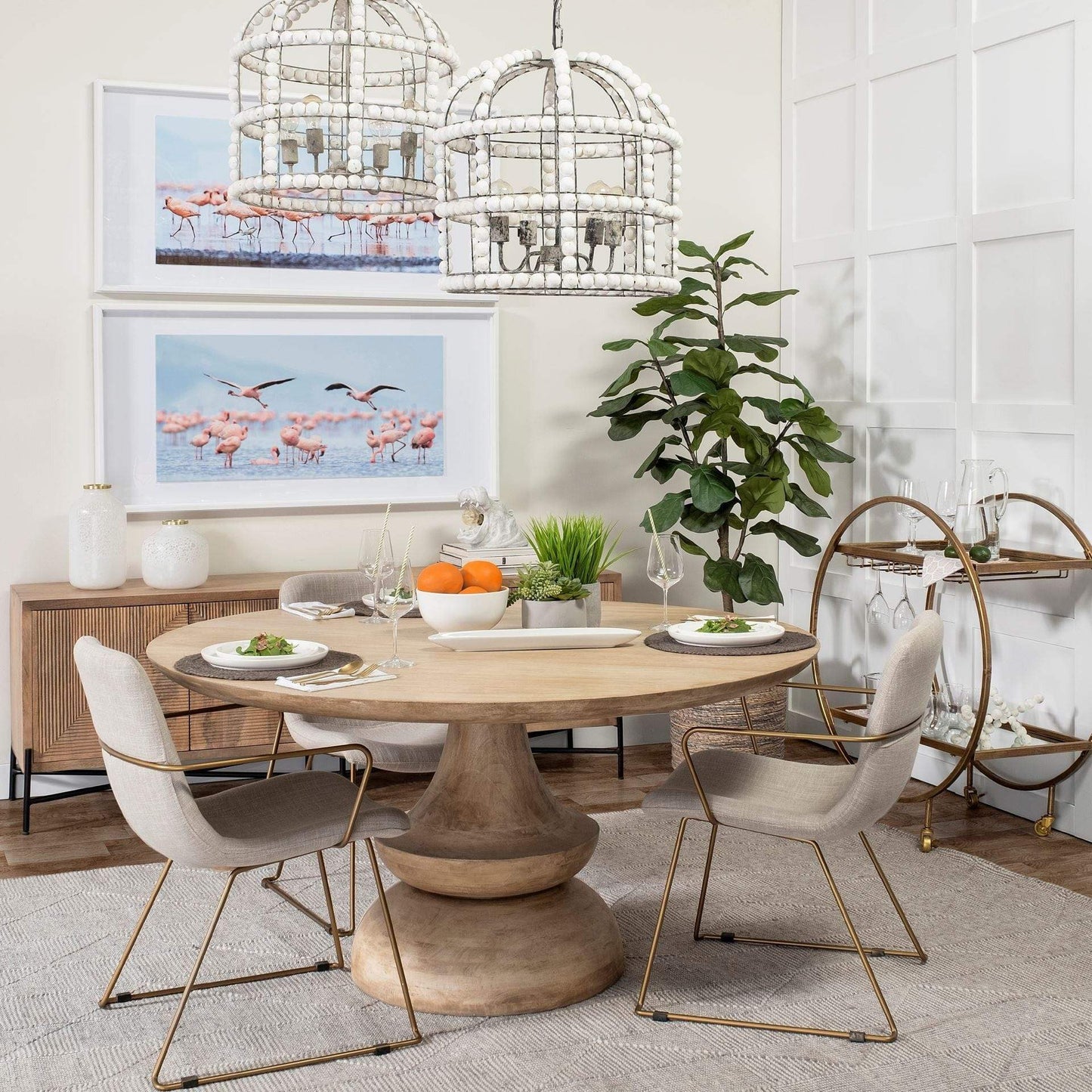 Cream And Gold Upholstered Fabric Dining Arm Chair - Homeroots - Flyclothing LLC