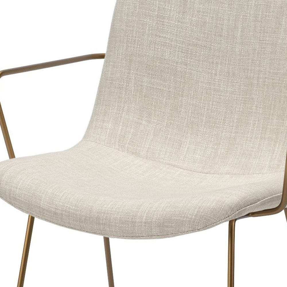 Cream And Gold Upholstered Fabric Dining Arm Chair - Homeroots - Flyclothing LLC