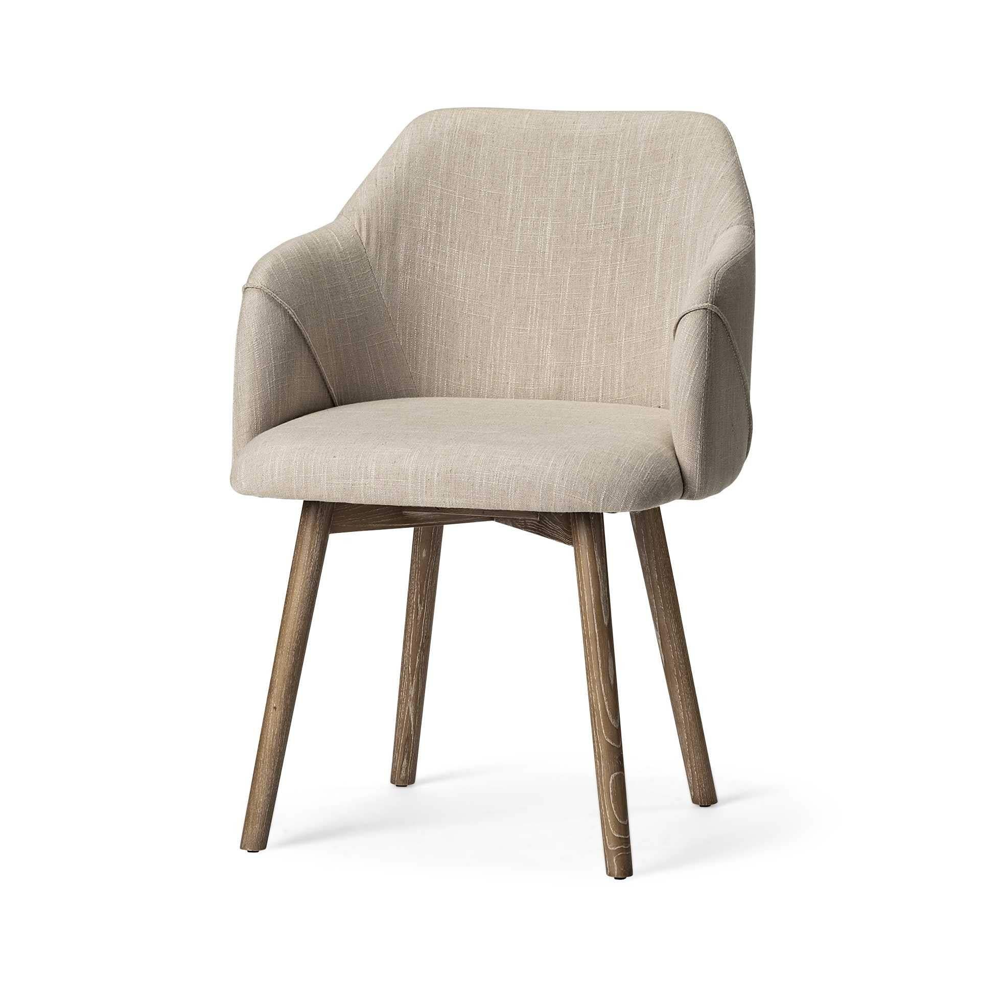 Cream And Brown Upholstered Fabric Dining Arm Chair - Homeroots - Flyclothing LLC