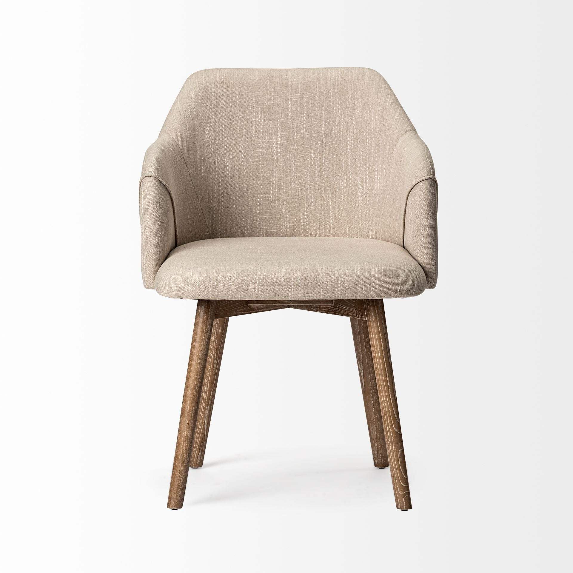 Cream And Brown Upholstered Fabric Dining Arm Chair - Homeroots - Flyclothing LLC