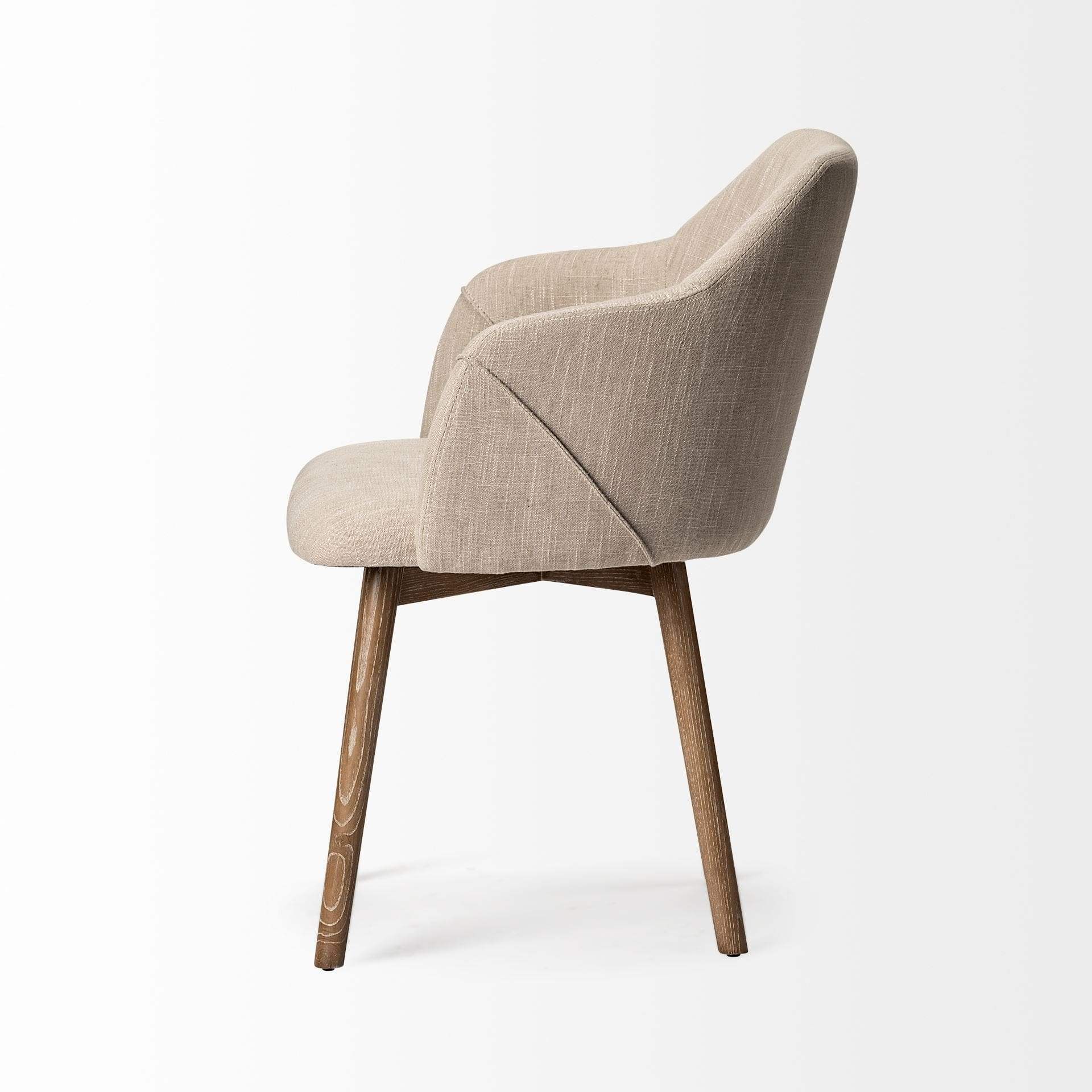 Cream And Brown Upholstered Fabric Dining Arm Chair - Homeroots - Flyclothing LLC