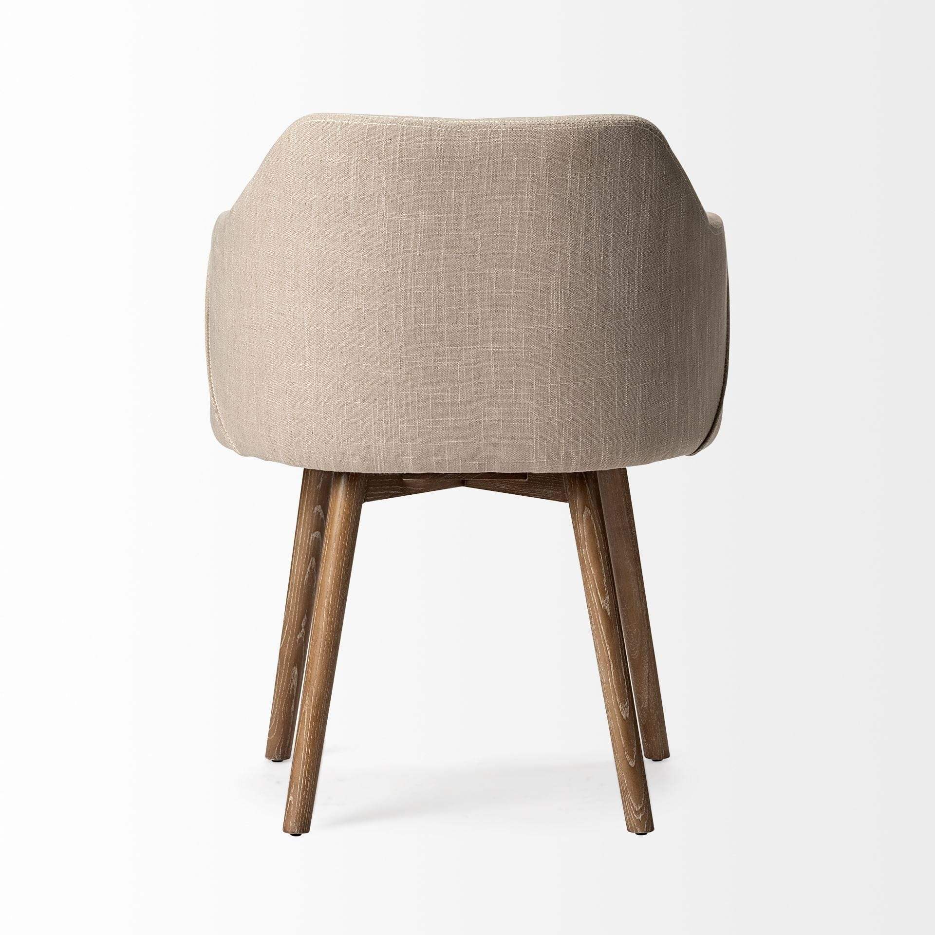 Cream And Brown Upholstered Fabric Dining Arm Chair - Homeroots - Flyclothing LLC