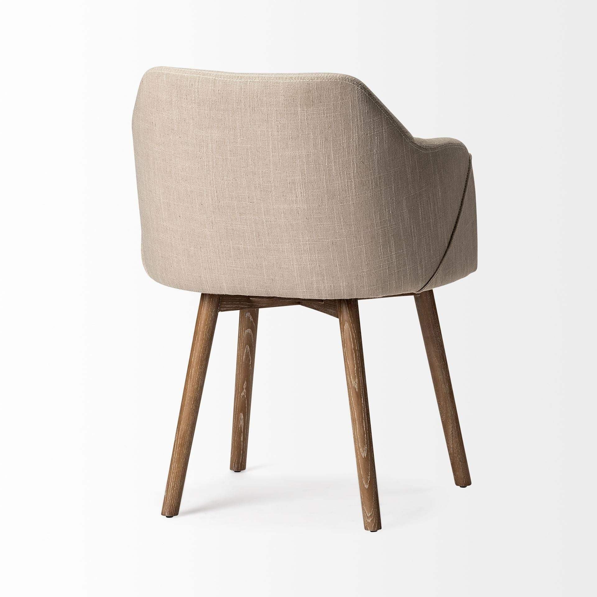 Cream And Brown Upholstered Fabric Dining Arm Chair - Homeroots - Flyclothing LLC