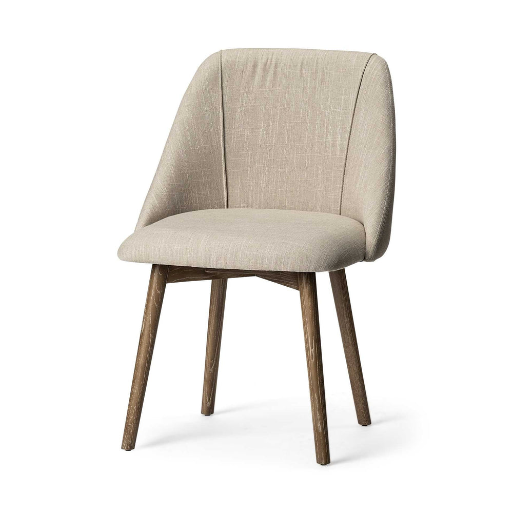 Set Of Two Cream And Brown Upholstered Fabric Side Chairs - Homeroots