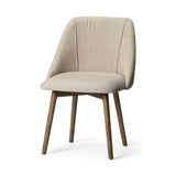 Set Of Two Cream And Brown Upholstered Fabric Side Chairs - Homeroots
