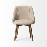 Set Of Two Cream And Brown Upholstered Fabric Side Chairs - Homeroots