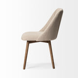 Set Of Two Cream And Brown Upholstered Fabric Side Chairs - Homeroots