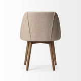 Set Of Two Cream And Brown Upholstered Fabric Side Chairs - Homeroots