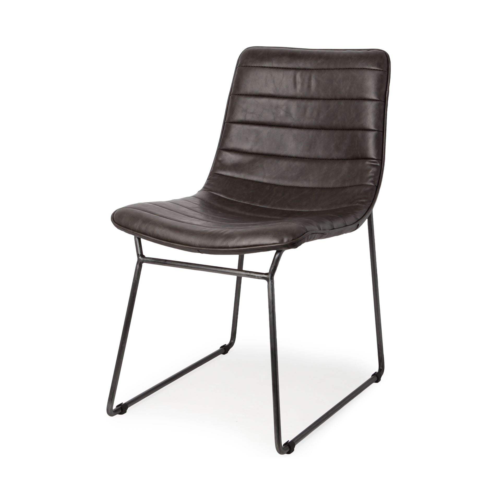 Set Of Two Black Upholstered Faux leather Side Chairs - Homeroots - Flyclothing LLC