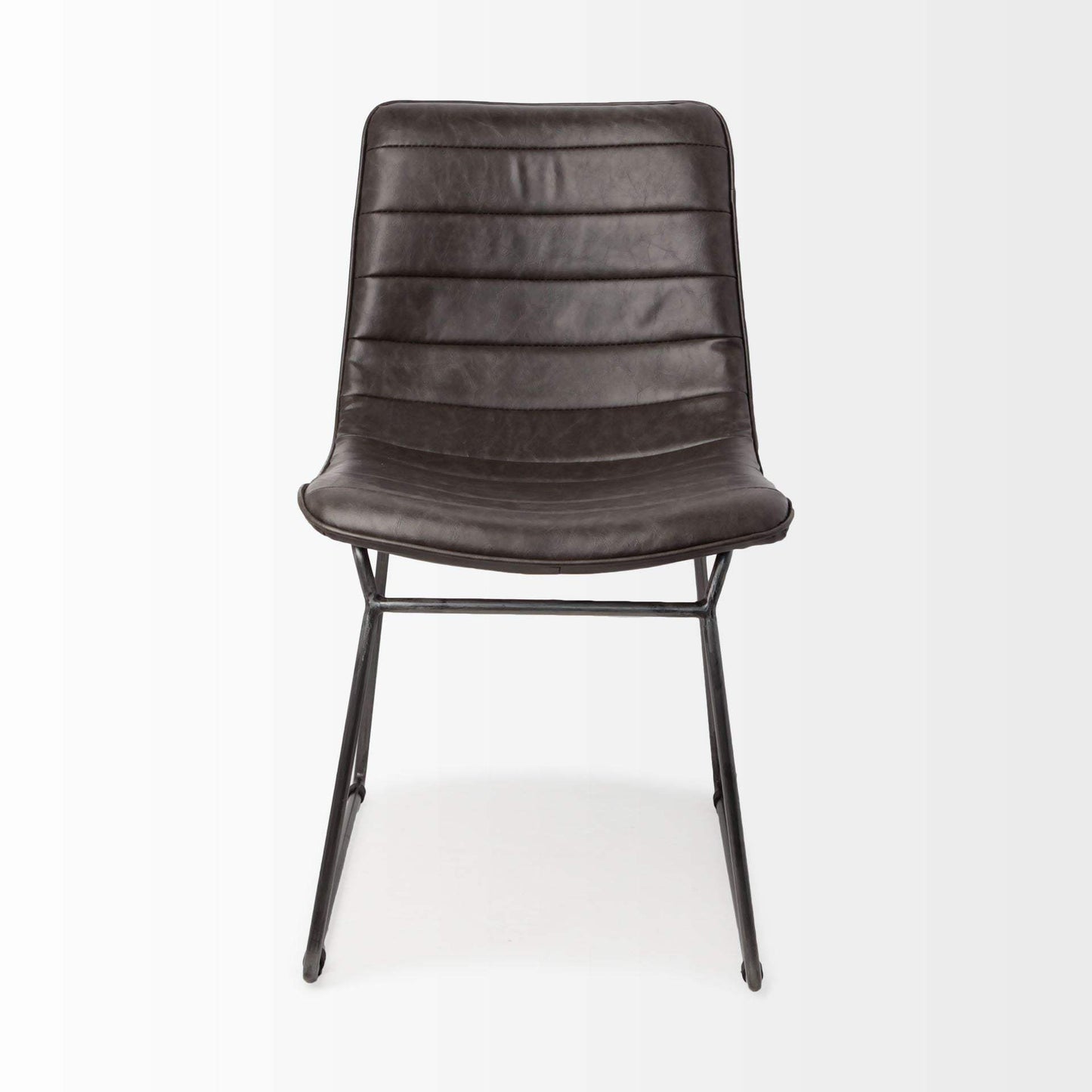 Set Of Two Black Upholstered Faux leather Side Chairs - Homeroots - Flyclothing LLC