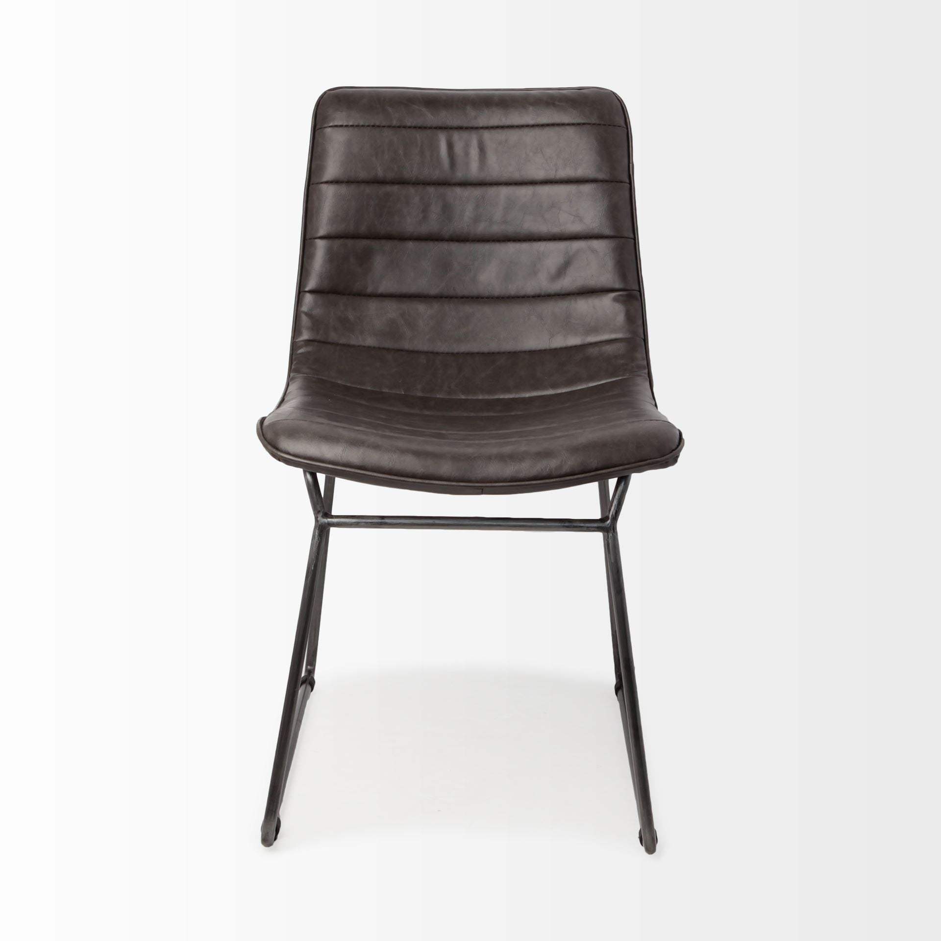 Set Of Two Black Upholstered Faux leather Side Chairs - Homeroots - Flyclothing LLC