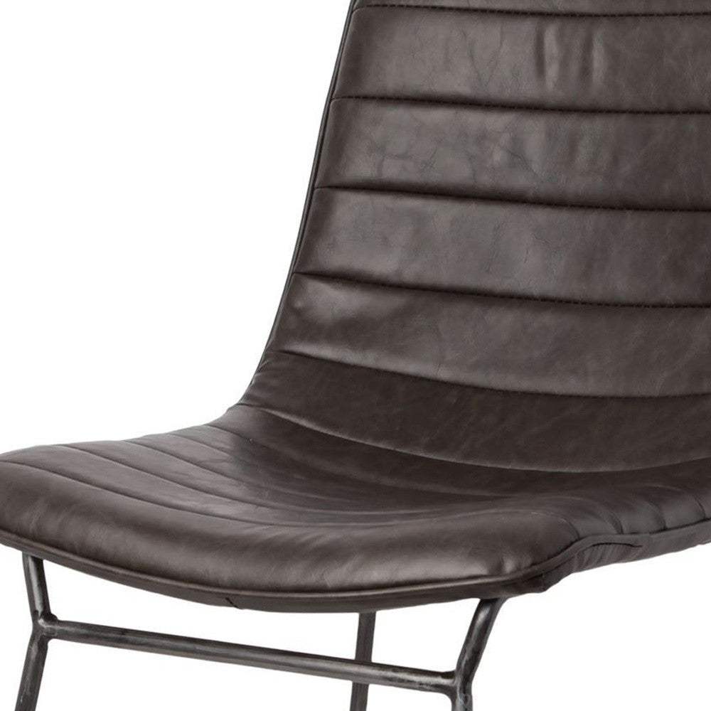 Set Of Two Black Upholstered Faux leather Side Chairs - Homeroots - Flyclothing LLC