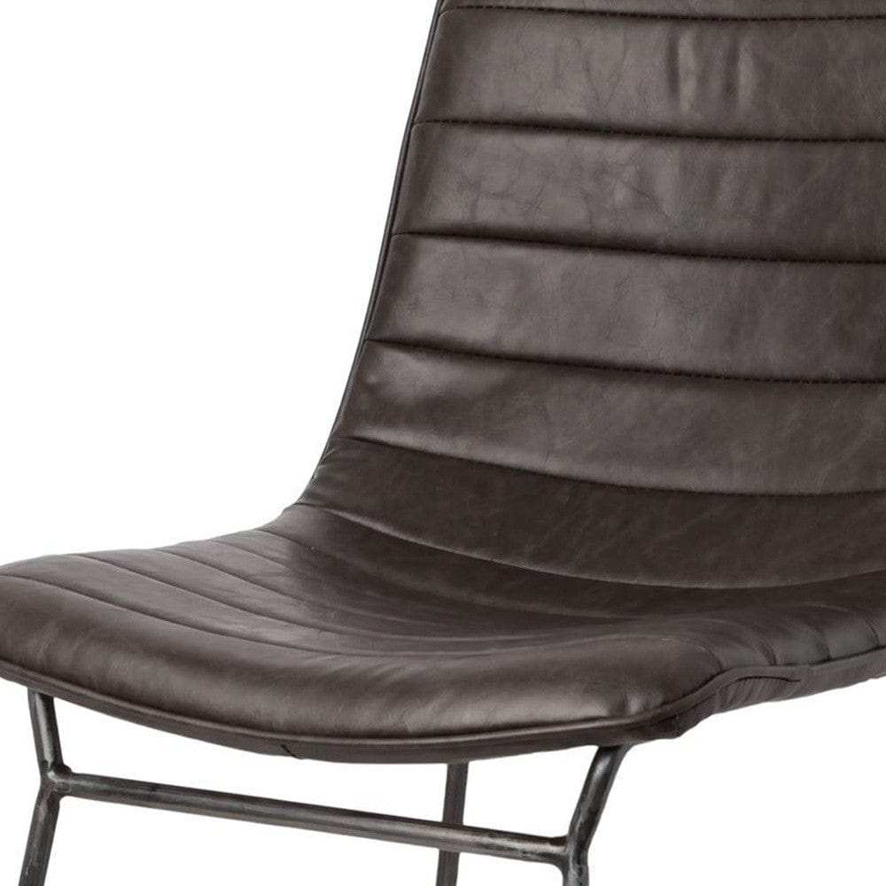 Set Of Two Black Upholstered Faux leather Side Chairs - Homeroots - Flyclothing LLC