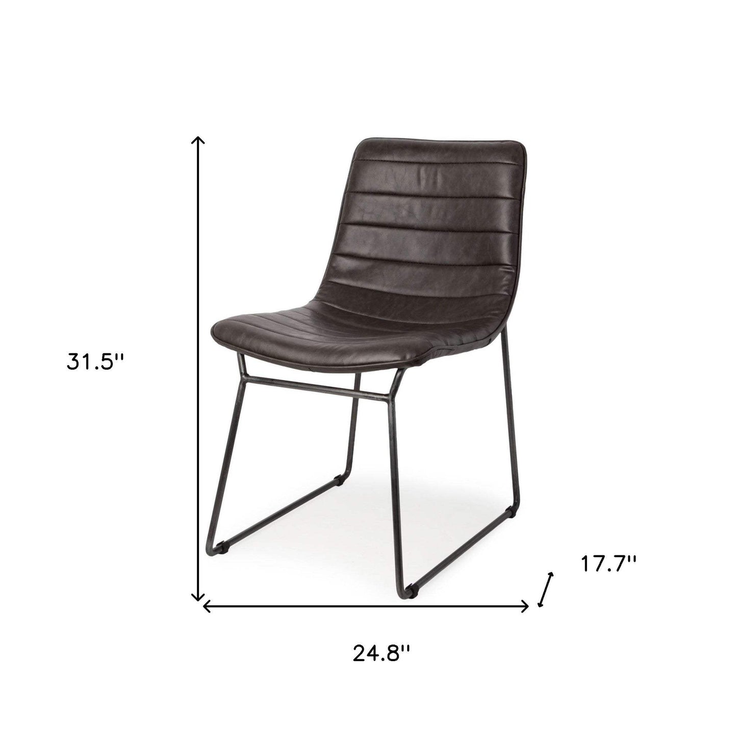Set Of Two Black Upholstered Faux leather Side Chairs - Homeroots - Flyclothing LLC