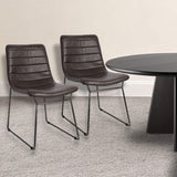 Set Of Two Black Upholstered Faux leather Side Chairs - Homeroots - Flyclothing LLC