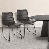 Set Of Two Black Upholstered Faux leather Side Chairs - Homeroots