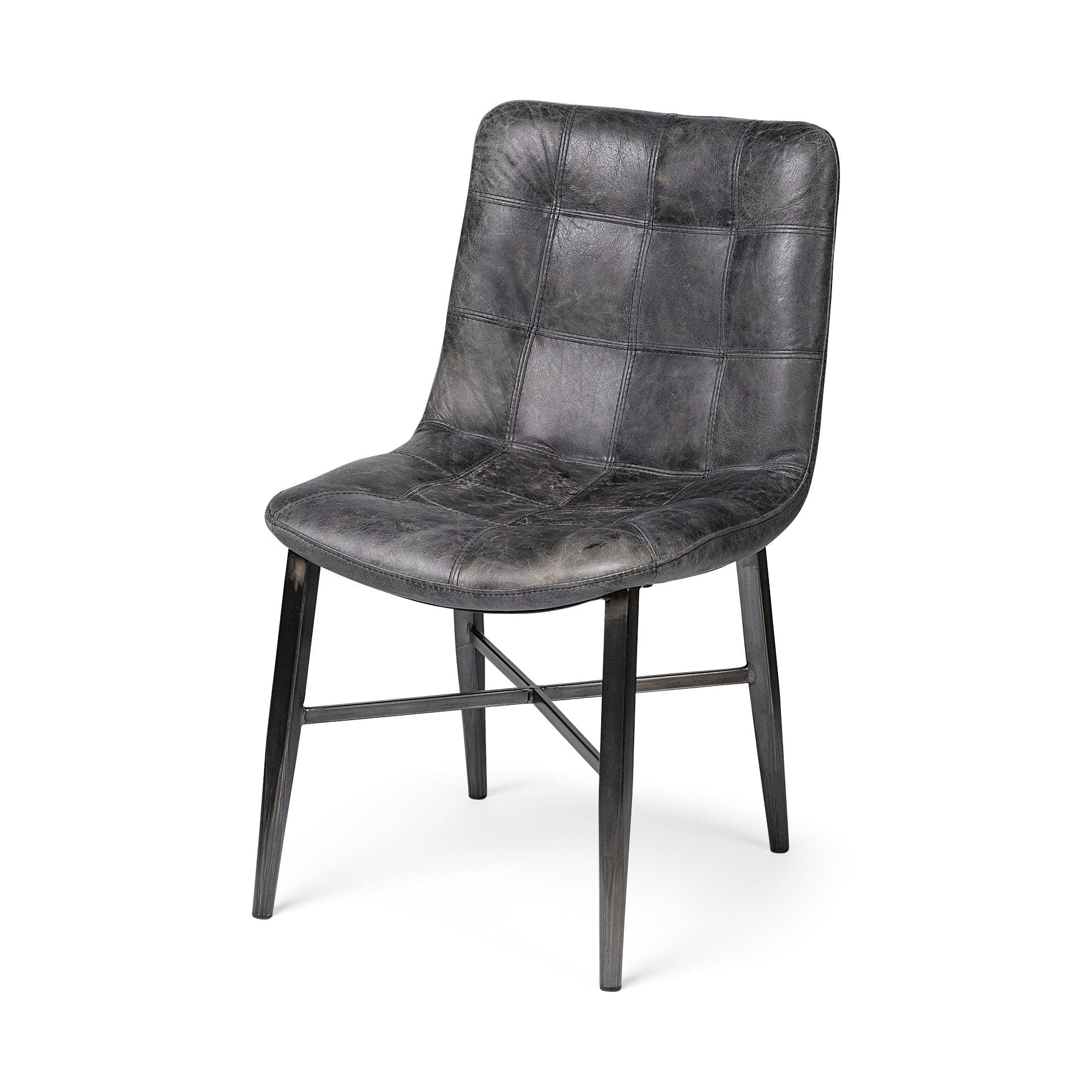 Black Upholstered Leather Dining Side Chair - Homeroots