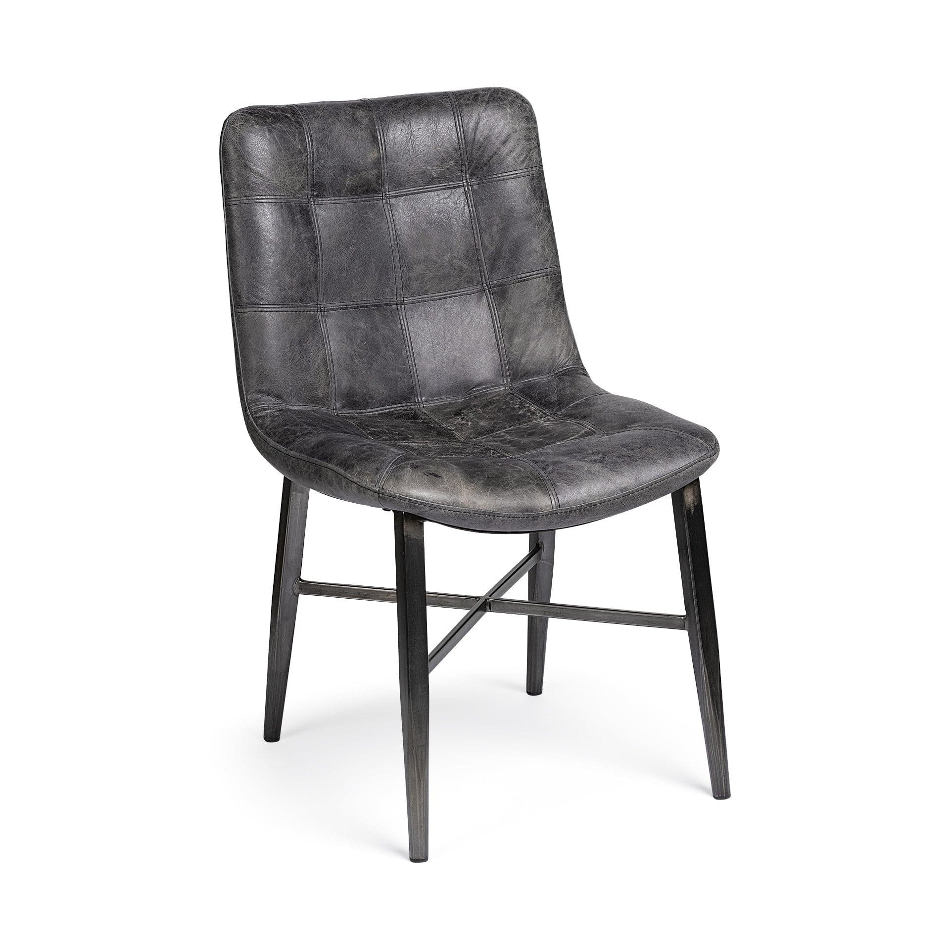 Black Upholstered Leather Dining Side Chair - Homeroots