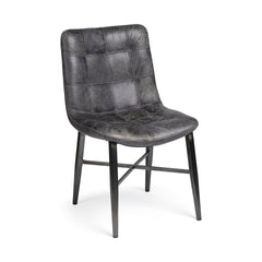 Black Upholstered Leather Dining Side Chair - Homeroots