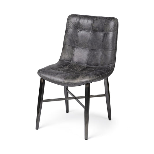 Black Upholstered Leather Dining Side Chair - Homeroots