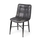 Black Upholstered Leather Dining Side Chair - Homeroots