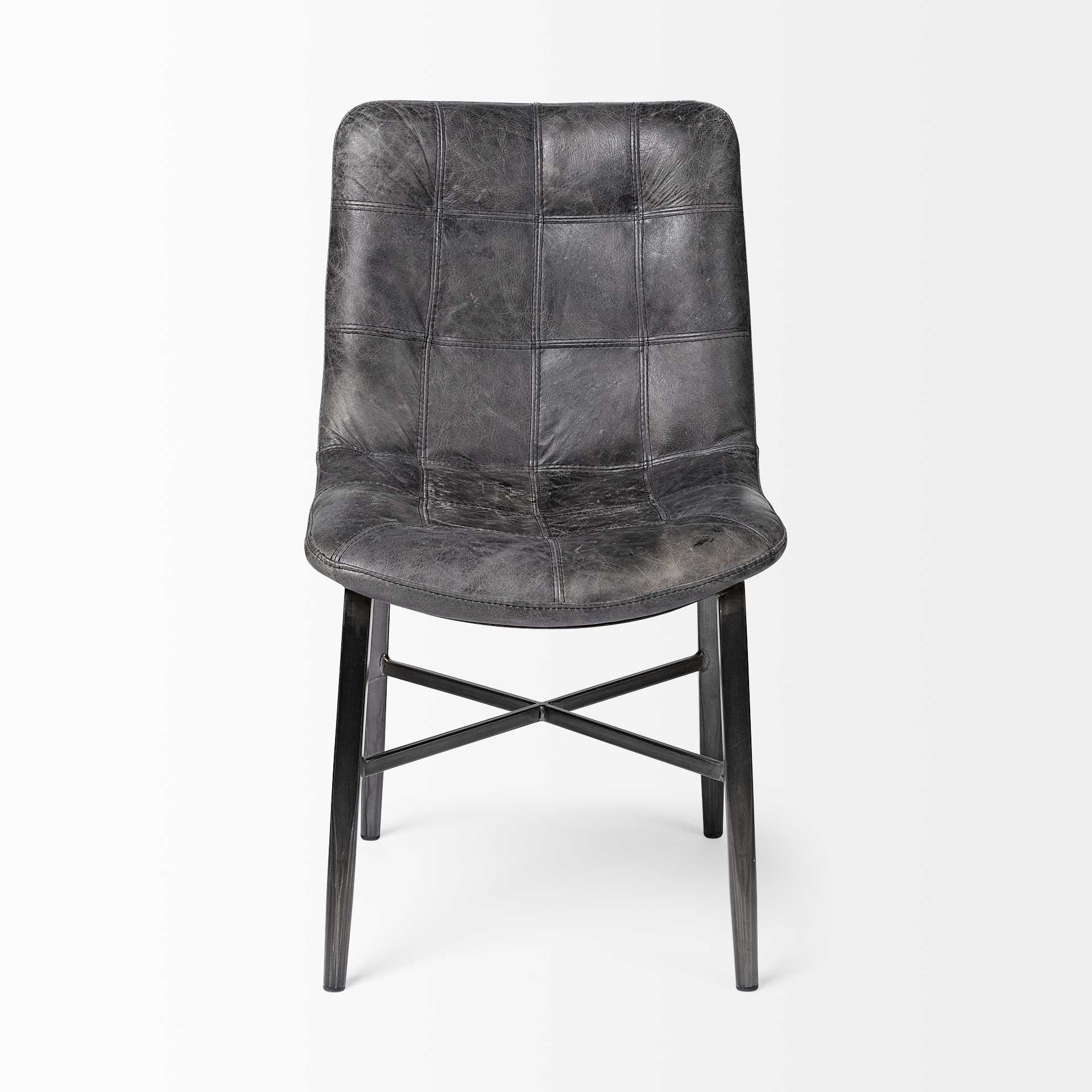 Black Upholstered Leather Dining Side Chair - Homeroots