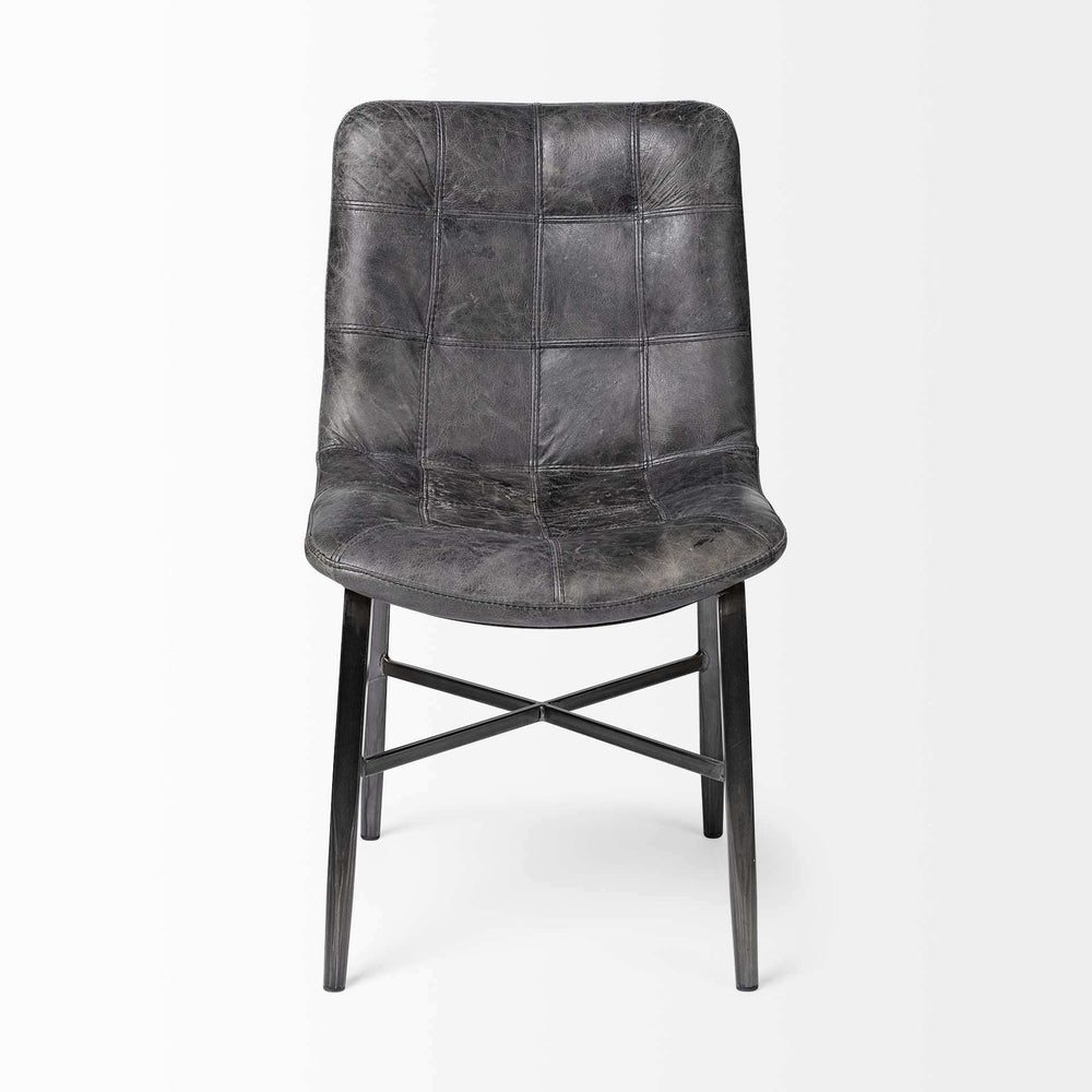 Black Upholstered Leather Dining Side Chair - Homeroots - Flyclothing LLC