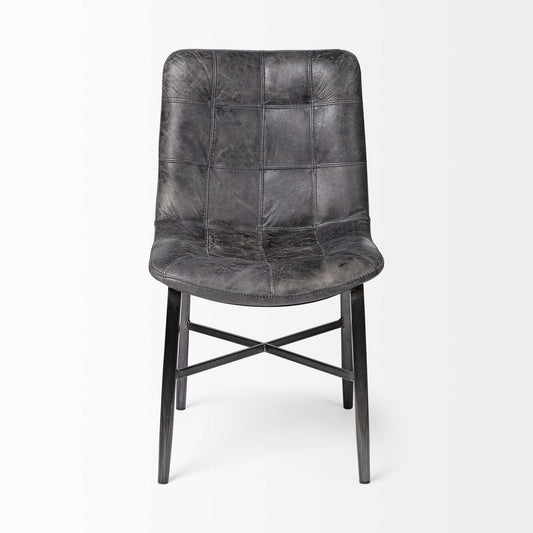 Black Upholstered Leather Dining Side Chair - Homeroots