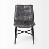 Black Upholstered Leather Dining Side Chair - Homeroots
