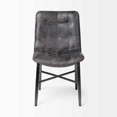 Black Upholstered Leather Dining Side Chair - Homeroots