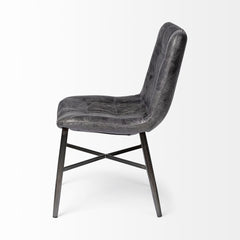 Black Upholstered Leather Dining Side Chair - Homeroots