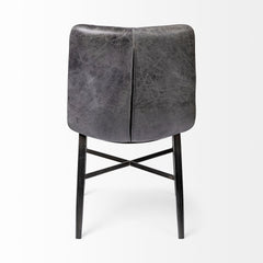 Black Upholstered Leather Dining Side Chair - Homeroots