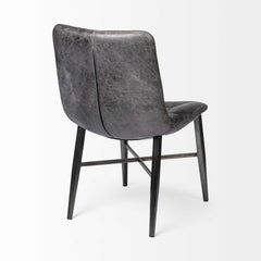 Black Upholstered Leather Dining Side Chair - Homeroots