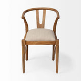 Beige And Brown Upholstered Fabric Wishbone Back - Homeroots - Flyclothing LLC