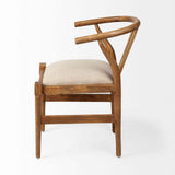 Beige And Brown Upholstered Fabric Wishbone Back - Homeroots - Flyclothing LLC