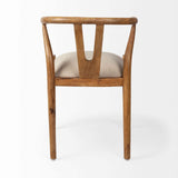 Beige And Brown Upholstered Fabric Wishbone Back - Homeroots - Flyclothing LLC