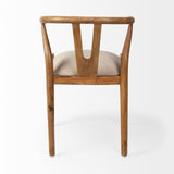 Beige And Brown Upholstered Fabric Wishbone Back - Homeroots