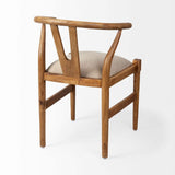 Beige And Brown Upholstered Fabric Wishbone Back - Homeroots - Flyclothing LLC